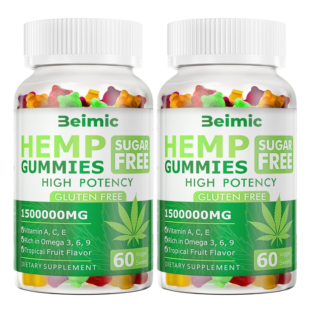 Naturals Fruit Hemp Gummies High Strength - Natural Oil Infused Gummies Great for Peace & Relaxation,America's #1 Favorite Hemp Gummy Brand! 60 Gummies-(Pack of 2)