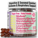 SHIZAM Slippery Elm, Mullein Leaf, Marshmallow Root, Licorice Root, Astragalus Root, Elderberry & Probiotic Bacillus Coagulans Gummies – Sugar-Free, Keto-Friendly, Vegan - Gymnema Sylvestre
