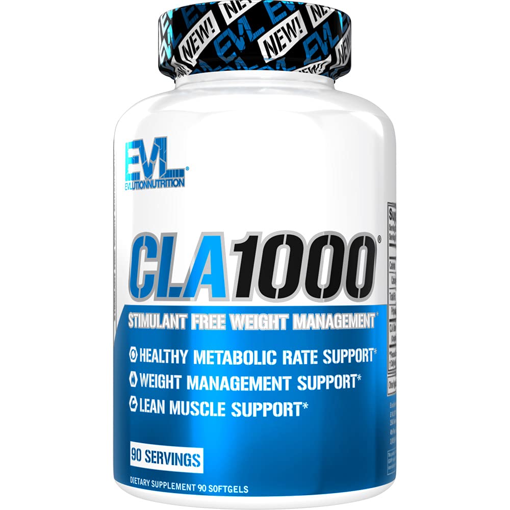 Evluution Conjugated Linoleic Acid CLA συμπλήρωμα Διατροφή Lean μυϊκή μάζα Builder & λίπος Burner για άνδρες και γυναίκες - διεγερτικό-ελεύθερο Safflower με βάση CLA 1000mg ανά υπηρεσία (90 υπηρεσίες)