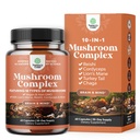 Advanced Mushroom Complex Κάψουλες - 10X Lions Mane Συμπληρώματα κάψουλες με Reishi, Chaga, Maitake & Shiitake για την υποστήριξη της μνήμης του εγκεφάλου υγεία & εστίαση - Nootropic για την ψυχική σαφήνεια - 60 Caps