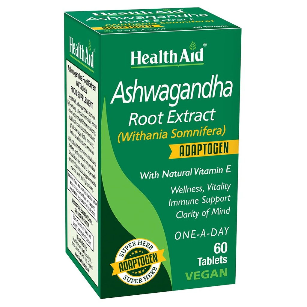 HealthAid Ashwagandha 350 mg – High Potency Adaptogen – Supports Stress Response, Calm Focus & Relaxation – Once Daily, Vegan, Standardized Root Extract (60 Tablets)*