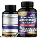 Organic Cadane Ashwagandha Supplements - Support Memory, Immune, Energy Production - 6 Premium Ingredients - Resveratrol, Quercetin, Berberine, Turmeric, Rhodiola Rosea - 90 Extract Capsules
