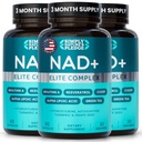 NAD+ Elite Complex – Direct NAD+ 300 mg with Urolithin A, Resveratrol, CoQ10 & Antioxidant Blend – Cellular Energy, Mitochondrial Support & Healthy Aging – Vegan, Non-GMO- 60 Capsules (Pack of 3)