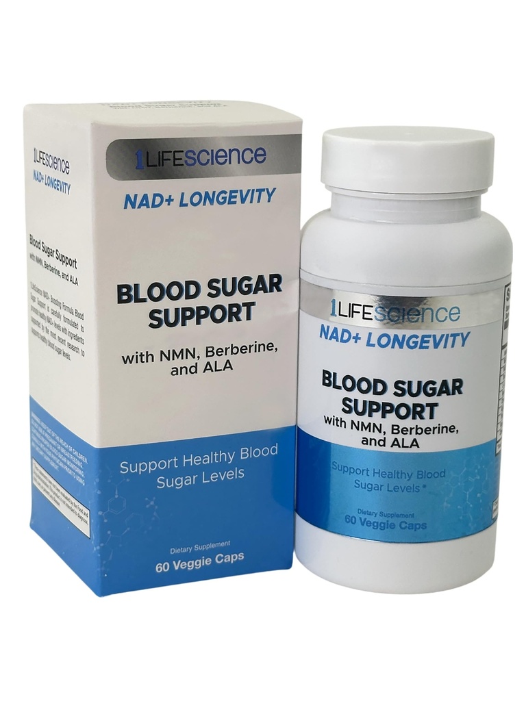 1LifeScience Blood Sugar Blend Supplement – NMN, Urolithin A, Berberine & Alpha Lipoic Acid – NAD+ Support Formula – cGMP Made in USA – 60 Veg Caps