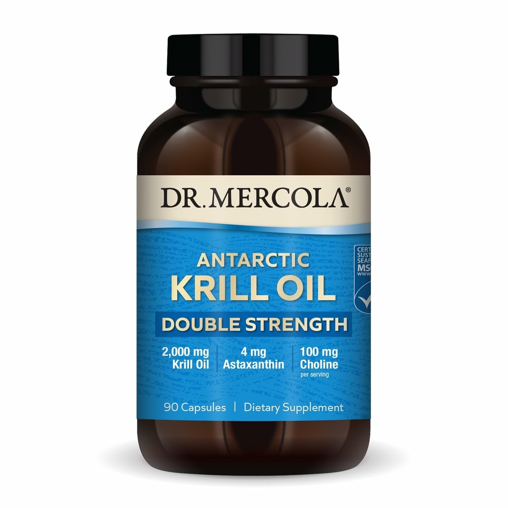 Δρ. Mercola Ανταρκτικής Krill Oil Διπλή δύναμη - 2.000 mg - Omega-3 συμπλήρωμα με EPA & DHA - Υποστηρίζει εγκέφαλο, καρδιά, κοινή & ανοσοποιητική υγεία - GMO-free & Gluten-free - 90 κάψουλες (30 εξυπηρετούν)