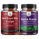 Natures Craft Bundle of Red Yeast Rice with CoQ10 Supplement and Kava Kava Root Extract Supplement 1000mg - Herbal with Kavalactones for Balanced Mood