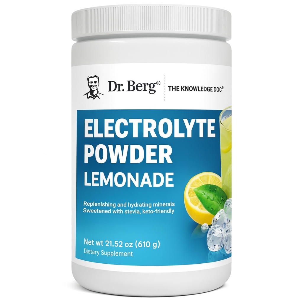 Dr. Berg Zero Sugar Hydration Keto Electrolyte Powder - Ενισχυμένο w/ 1000 mg Κάλιο & Αλάτι Real Ιμαλαΐων (NOT Table Salt) - Συμπληρώματα μειγμάτων αρωματικών λεμονάδων - 100 Σερβιέτες