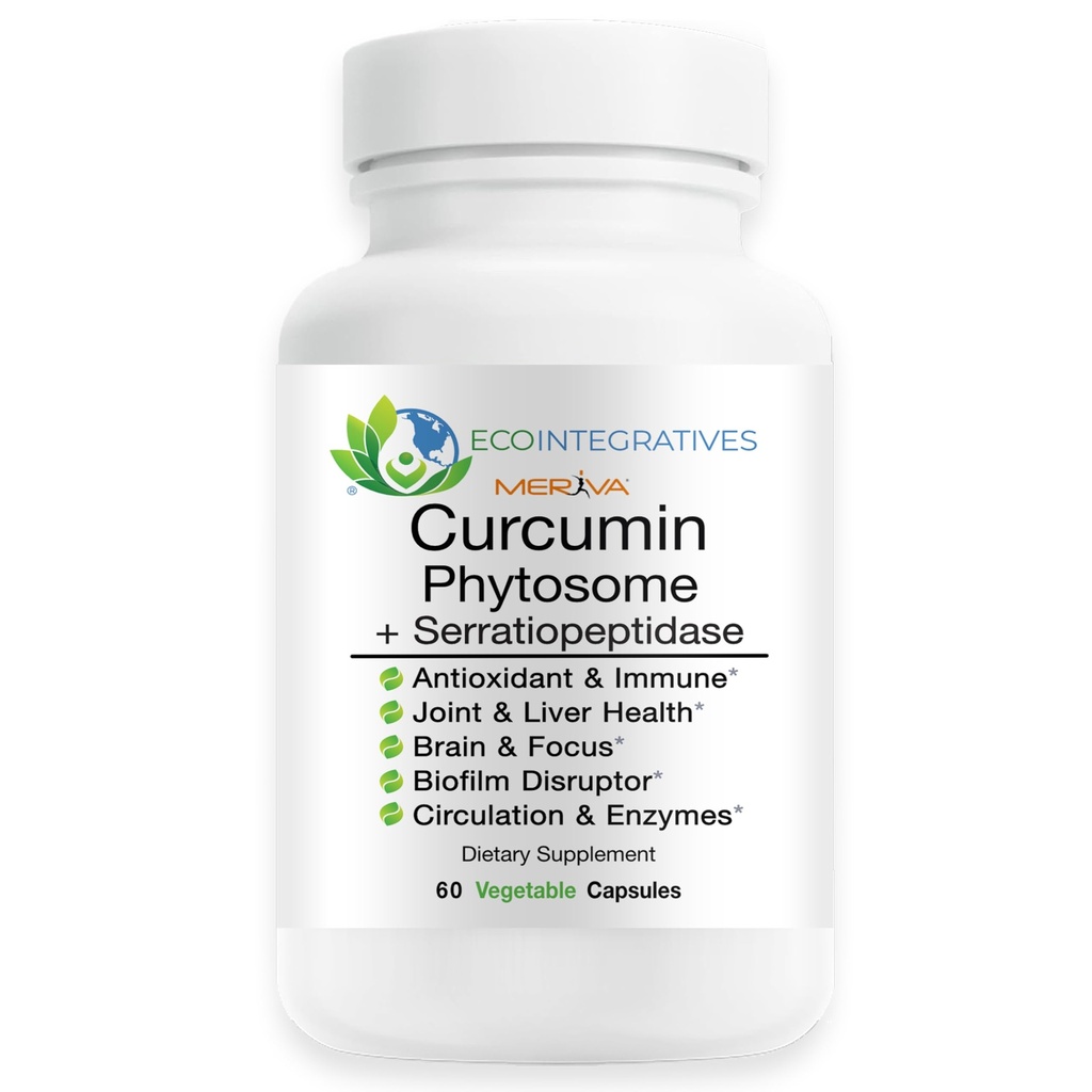 Meriva Curcumin Phytosome Complex Serratiopeptidase 500mg - High Absorption Turmeric Supplement, Physical Mobility & Systemic Enzyme Balance - Vegan, Non-GMO, Gluten-Free - 60 Capsules