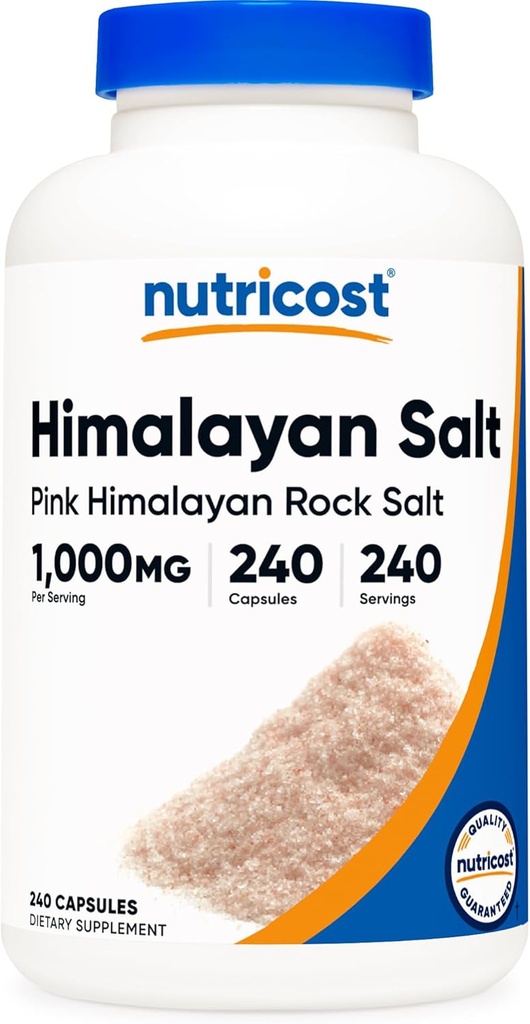 Nutricost Pink Καψάκια Αλάτι Ιμαλαΐων 1000mg, 390mg Νάτριο, 240 Κάψουλες - Μη ΓΤΟ, Χωρίς Γλουτένη