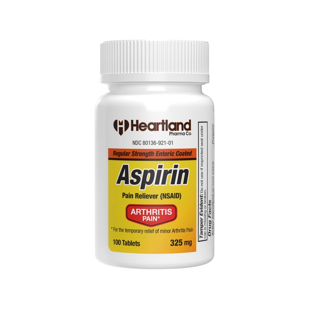Aspirin 325mg Enteric Coated Tablets | Original Strength NSAID Pain Reliever & Fever Reducer | Joint Pain Relief for Arthritis | Child-Resistant Safety Cap | Made in USA | 100 Count
