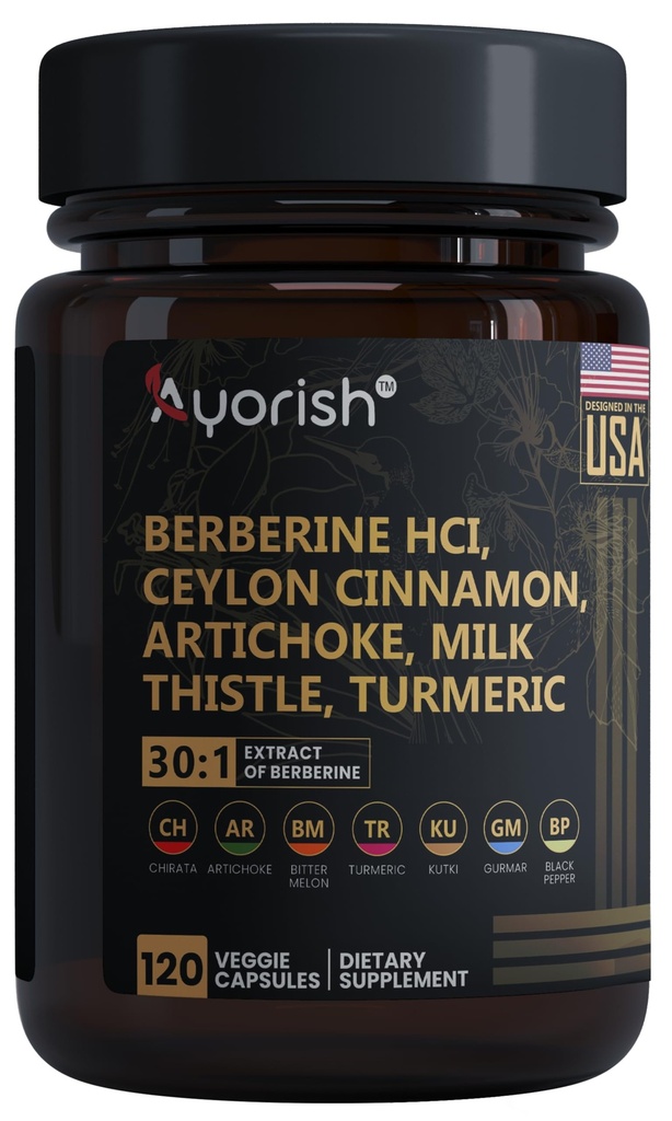 Berberine with Ceylon Cinnamon, Milk Thistle & Turmeric – 120 Capsules