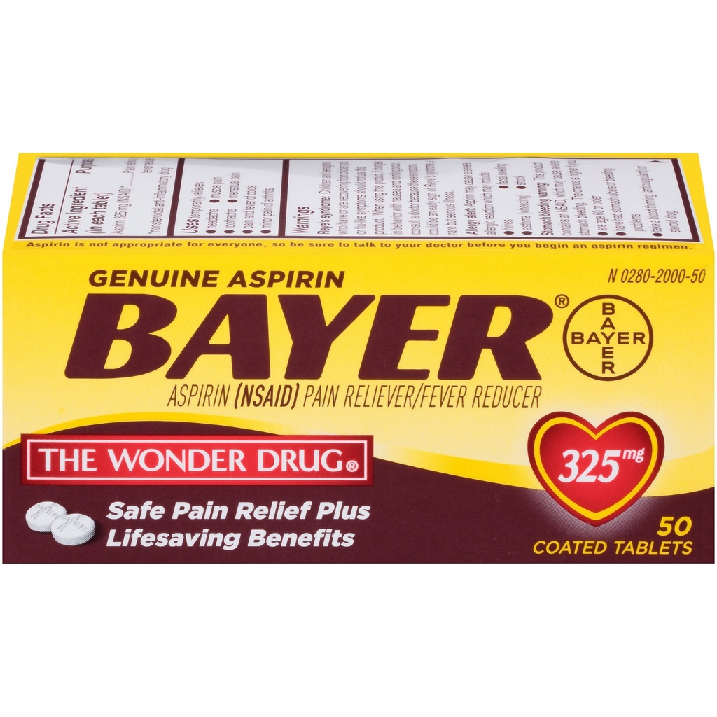 Bayer Genuine Aspirin Tablets, 325 mg, 50 Count (Pack of 1)