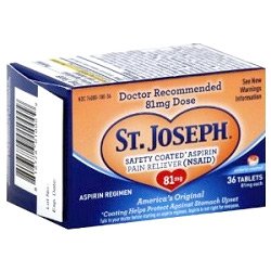 St Joseph Aspirin Safety Coated 81mg 36 Tablet (2 Pack)