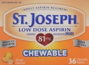 St. Joseph Orange Chewable 81mg Aspirin, 36 Tablets (Pack of 6)