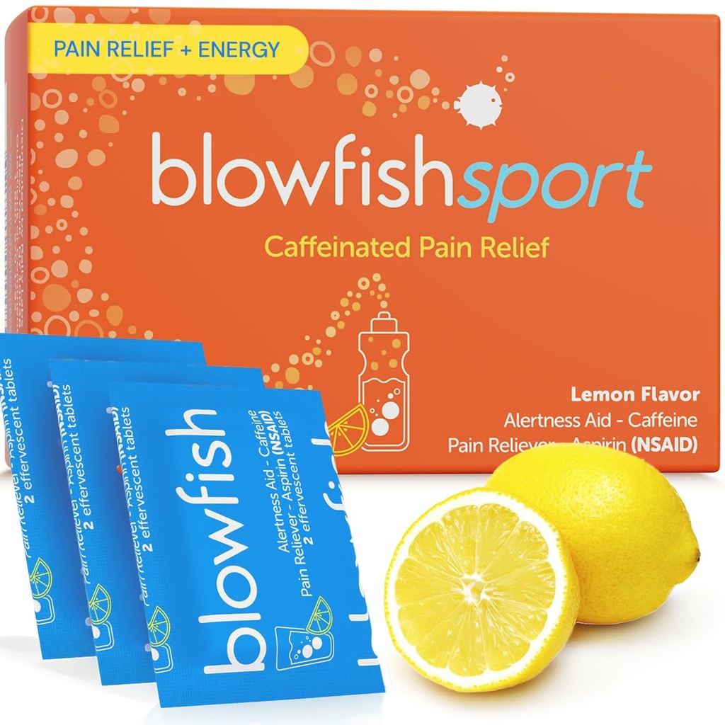 Blowfish Sport | Pain Relief for Athletes | Eases Sore Muscles | Boosts Energy | Effervescent Formula Works Fast | Perfect for Morning Workouts
