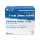 MAJOR Original Strength Heartburn Relief - Famotidine Tablets, 10 mg - Acid Reducer - 60 Count