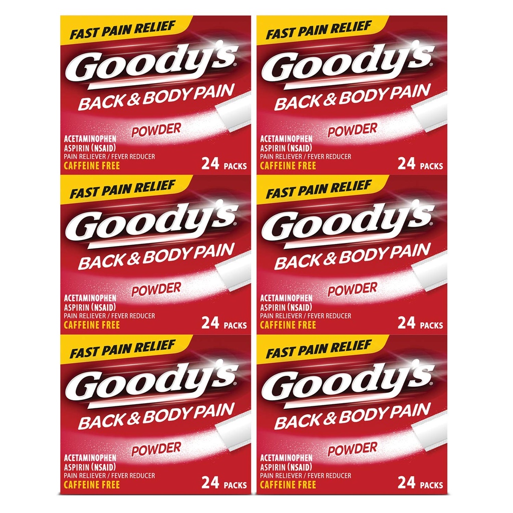 Goody's Back and Body Pain Relief Powder, 24 Count, 6 Pack