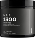 Toniiq 1300mg NAC - 2 Μήνες Προμήθεια - min. 98%+ Δοκιμασμένη καθαρότητα - Εξαιρετικά υψηλής αντοχής Βιοδιαθέσιμο συμπλήρωμα κυστεΐνης NAC - 120 χορτοφαγικές κάψουλες N Acetyl Cysteine - Lab Tested TQ