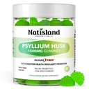 Psyllium Husk Gummies, 1500mg Psyllium Husk Fiber Supplement with Probiotics, Inulin, Chia Seed Powder for Gut & Digestive Health, Regularity, Vegan, Sugar Free, 60 Chewable