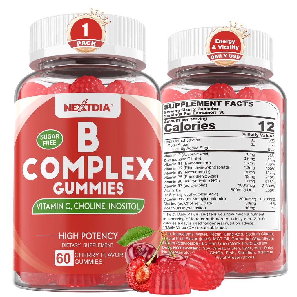 Βιταμίνη Β Σύμπλεγμα Gummies, Vegan Βιταμίνη Β Gummies με 2000 mcg Methyl B12, Methyl Folate 
