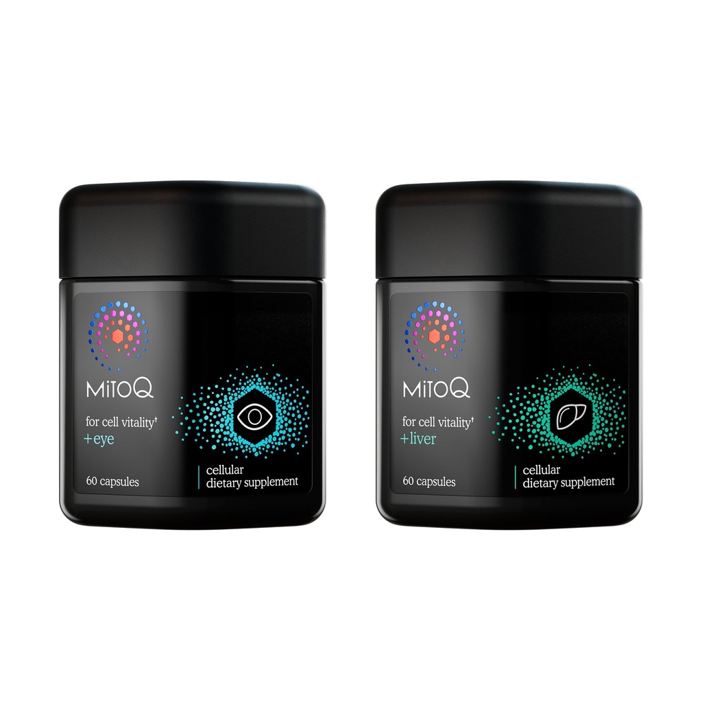 MitoQ +Liver & +Eye Bundle: Advanced Antioxidant Supplements for Metabolism, Detox & Blue Light Protection | Supports Liver Health, Eye Vitality & Natural Detox (2 x 60 Capsules)