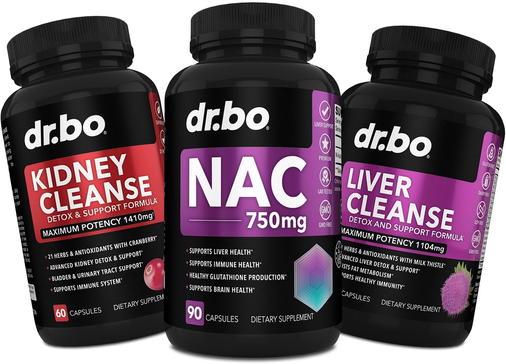 NAC Kidney Liver Cleanse Detox - 750mg N Acetyl Cysteine Pure Vitamin Capsule - Daily Liver Kidney Detox Support Formula for Gallbladder, Bladder Urinary Tract Supplements & Milk Thistle