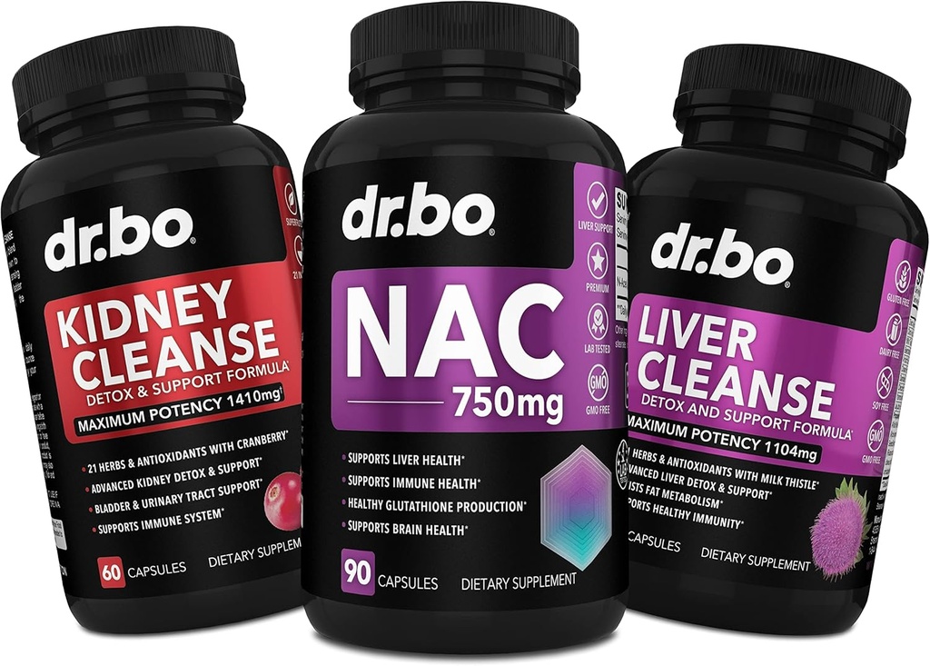NAC Kidney Liver Cleanse Detox - 750mg N Acetyl Cysteine Pure Vitamin Capsule - Daily Liver Kidney Detox Support Formula for Gallbladder, Bladder Urinary Tract Supplements & Milk Thistle