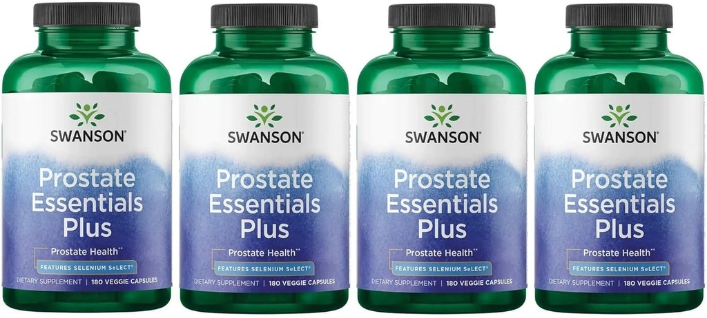 Swanson Prostate Plus - Φυσικό συμπλήρωμα για τους άνδρες που προωθούν την υγιή ουρική ροή & συχνότητα - Υποστήριξη της συνολικής υγείας Prostate - (180 κάψουλες Veggie) 4 Pack