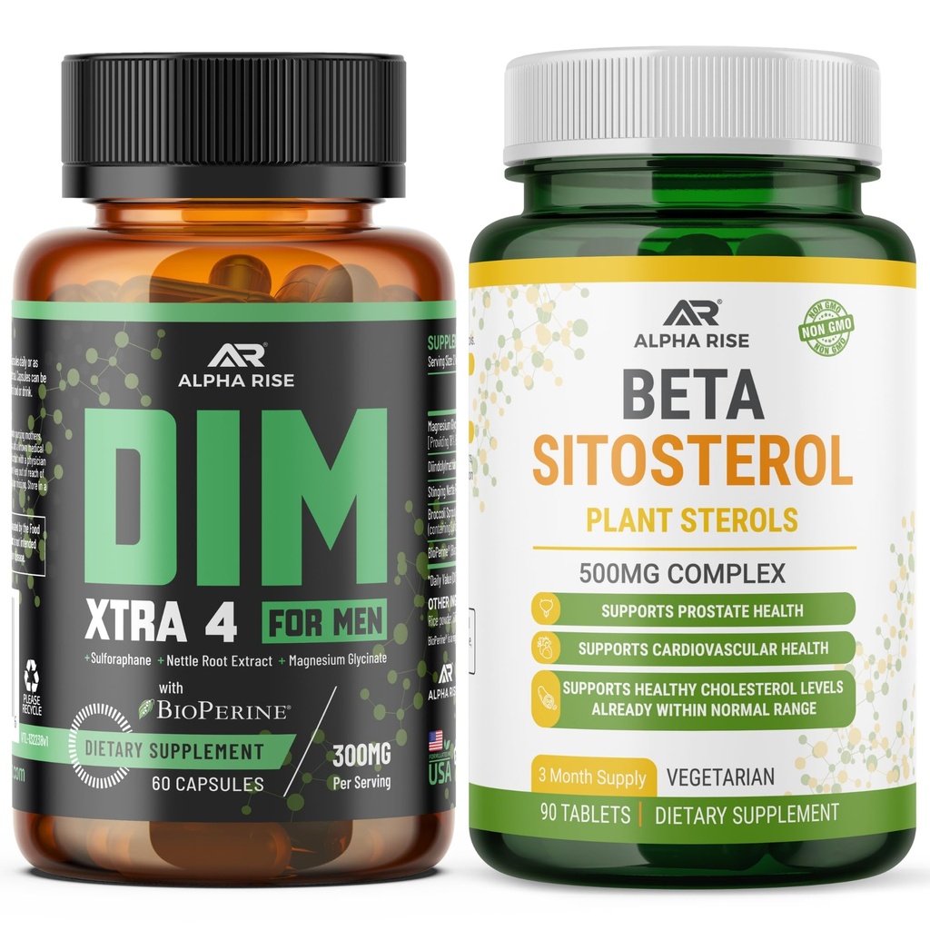 DIM Xtra 4 Supplement for Men + Beta Sitosterol Plant Sterols Complex