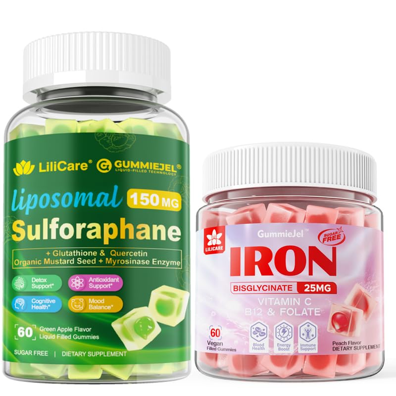 1 Pack Vegan Iron Supplement & Sulforaphane with Glutathione Gummies