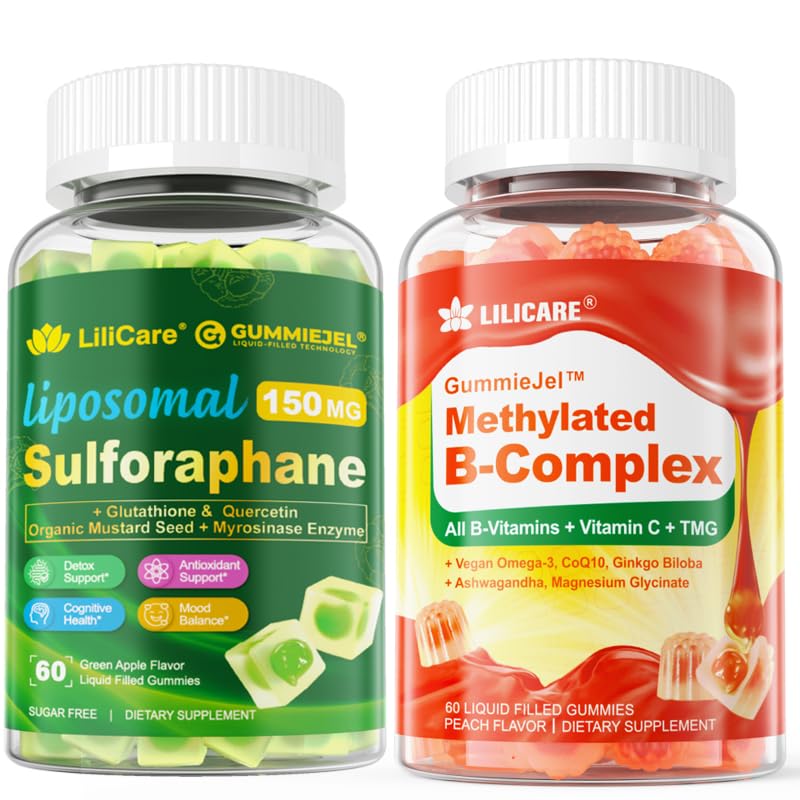 LILICARE 1 Pack Super Vitamin B Complex Gummies & Sulforaphane with Glutathione Gummies