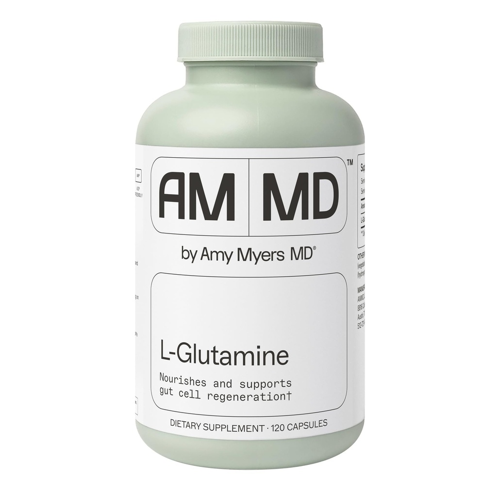 Amy Myers MD L-Glutamine Κάψουλες - Cell Health Supplement - Καθαρισμός & Καταπραϋντική Υποστήριξη για την ανακούφιση στομάχου - Υγιεινή υποστήριξη μυών - Συμπλήρωμα υγείας ενηλίκων
