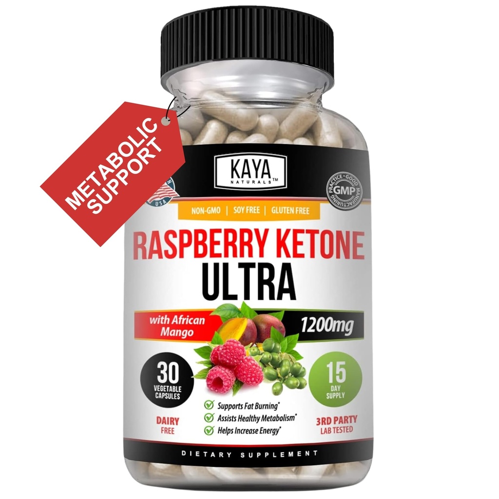 Kaya Naturals Keto Diet Βατόμουρο Κετόνη - συμπλήρωμα απώλειας βάρους, ορεκτικό έλεγχο, ενίσχυση του μεταβολισμού - 30...