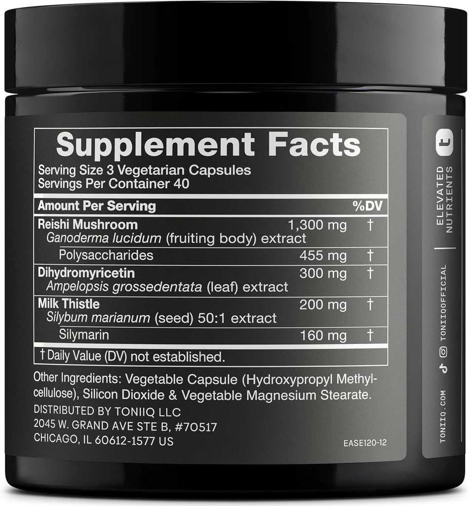 Toniiq Ευκολία με DHM - Πλήρης υποστήριξη ήπατος για μια νύχτα έξω - 120 κάψουλες - 50x Super συμπυκνωμένο εκχύλισμα