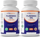 Vitamatic 2 Pack Flaxseed Oil 1200mg 120 από Cold Pressed Flax Seed - 675 mg ALA Omega 3 Λιπαρά Οξέα για τη βελτίωση της υγείας της καρδιάς