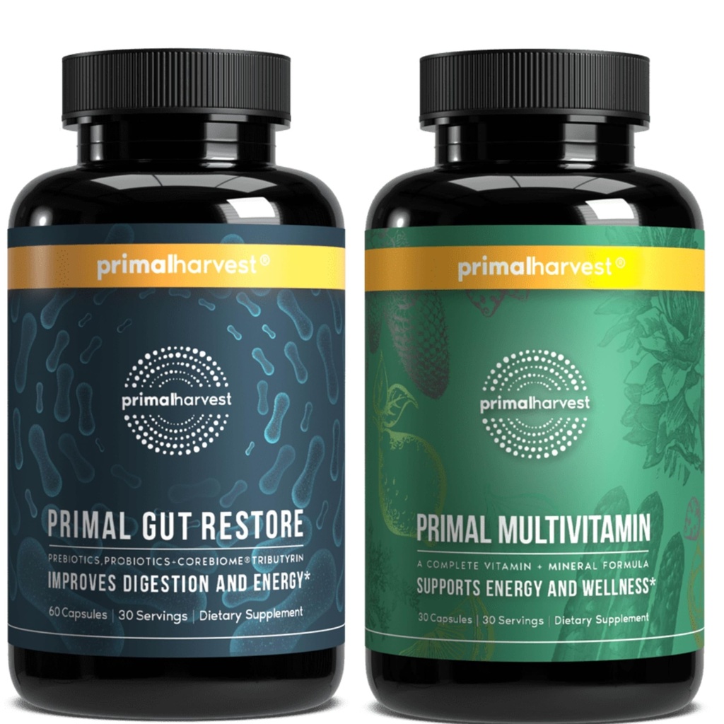 Primal Συγκομιδή Gut Επαναφορά & Multivitamin Συμπληρώματα για γυναίκες και άνδρες Πολλαπλές κάψουλες βιταμίνης και Colon Cleanse χάπια Bundle