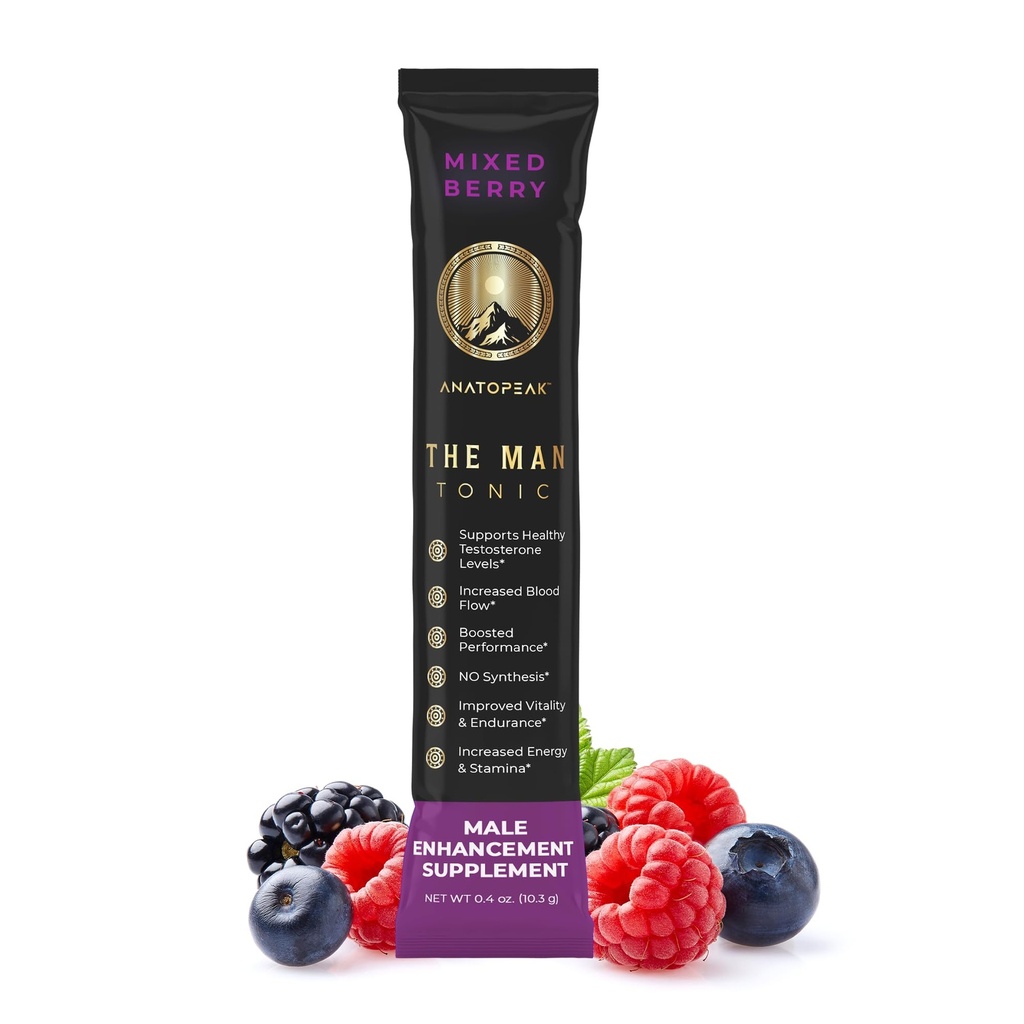 Male Enhancing Supplement Powder - Tongkat Ali, Maca Root, L-Citrulline, L-Arginine, Horny Goat Weed - with Nitrosigine, Nitric Oxide Supplements for Men - 1 Stick Pack, 0.4g (Mixed Berry)