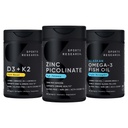 Sports Research® Multivitamin Pack - Highly Absorbable Zinc Picolinate 50mg, Vitamin D3 5000iu + K2 100mcg, and Alaskan Omega-3 Fish Oil 1250mg