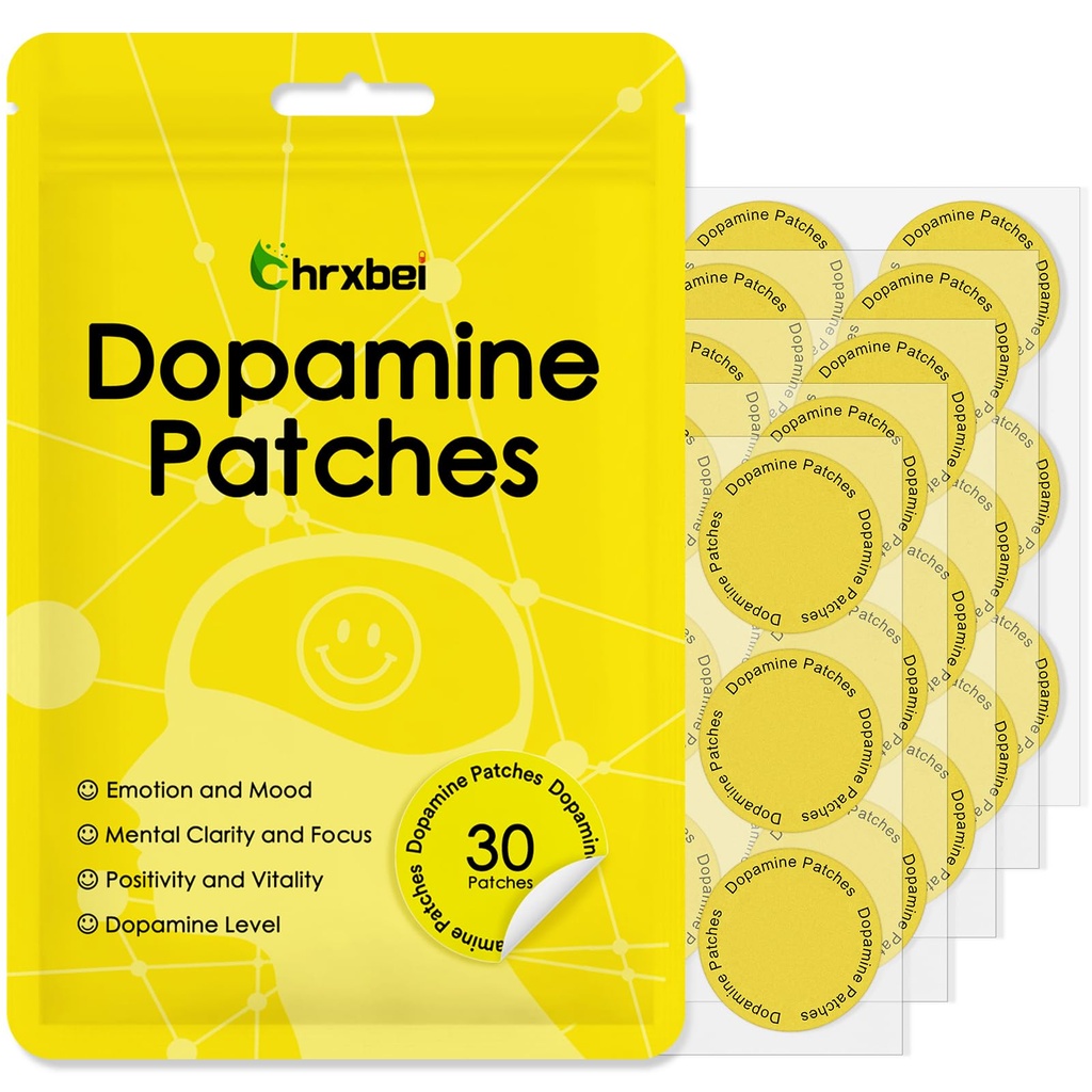 Dopamine Patches, Extra Strength Plant-Based Formula, Vegan Mood Balance Patch for Men and Women, 30 Count