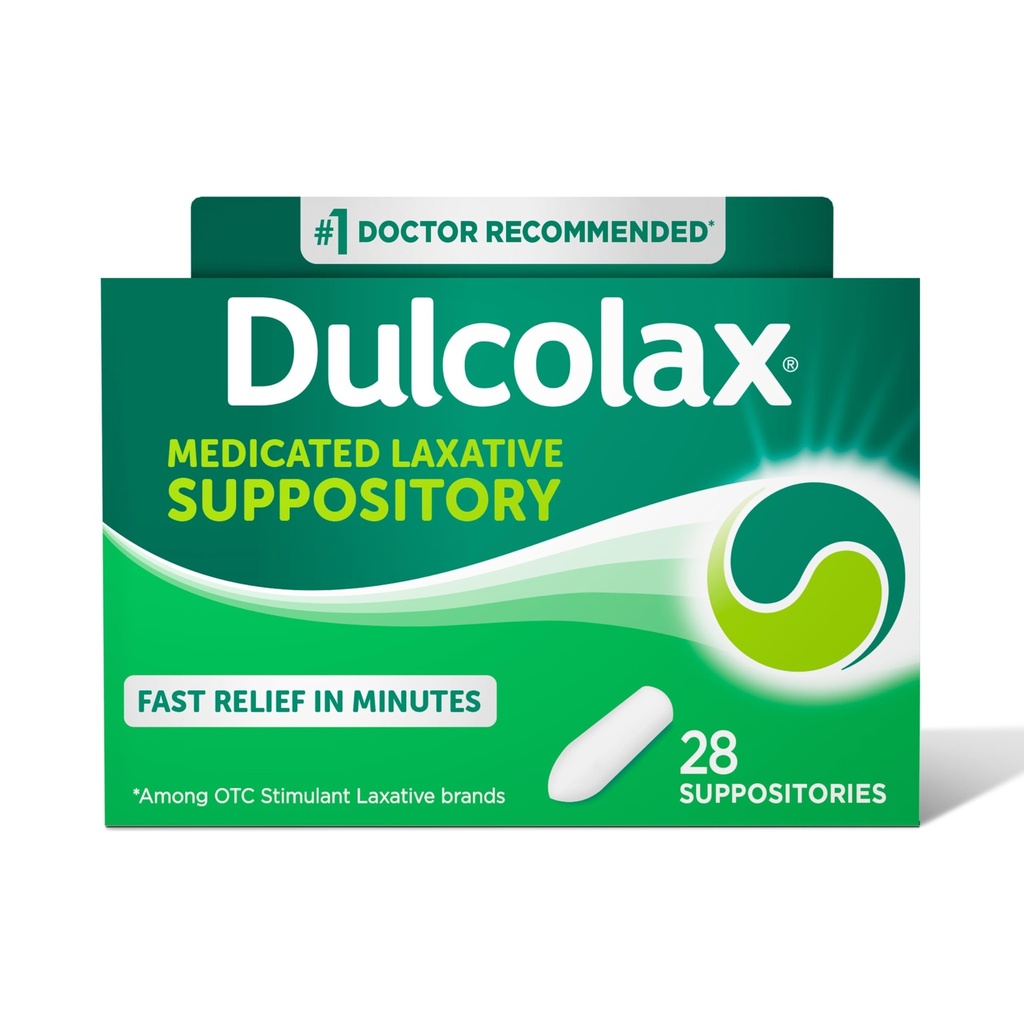 Dulcolax Διεγερτικό Laxative Medicated Suppositories, Predicable & Refficient Constipation Relief, Bisacodyl 10 mg, 28 Count, Simulant Laxatives