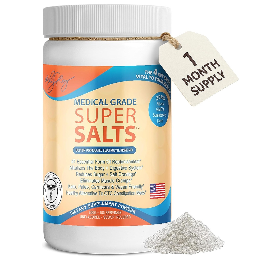 Liz Cruz Super Salts - Ηλεκτρολύτες, Ενυδατική Σκόνη w/ Νάτριο, Μαγνήσιο, Ασβέστιο, Κάλιο, Κουρβάδες Ravings, Χωρίς Ζάχαρη ή Τεχνητή Γεύση