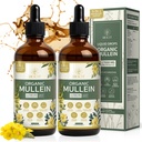Organic Mullein Drops 2 Pack for Lungs Cleanse & Detox - Mullein Leaf Extract Liquid Tincture 9-IN-1 Select Herbal Mixture - Break up Mucus, Respiratory, Immunity, Digestion Health 6 fl oz (180 ml)