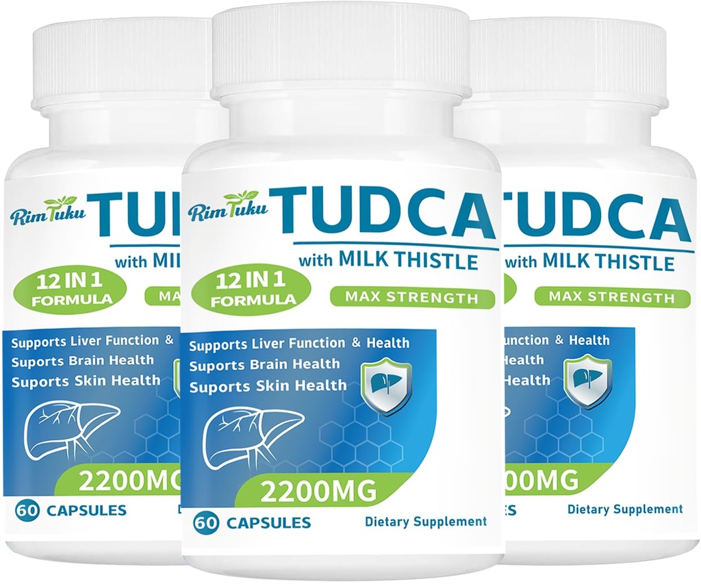 2200MG TUDCA Milk Thistle Supplement 12-in-1 Formula, TUDCA+Milk Thistle, TUDCA Supplement Bile Salts, Liver Detox & Repair Support, Antioxidant Support, 180 Capsules