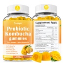Probiotic Kombucha Gummies Sugar Free Prebiotic Postbiotic Probiotics Gummies with Slippery Elm for Women and Men Bloating Gut Health Immune and Digestive Support - 60 Gummies - 30 Servings