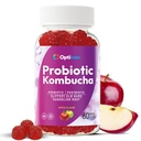 Probiotic Kombucha Gummies for Women Men - Probiotic Prebiotic Postbiotic Blend with Slippery Elm Bark & Dandelion Root - Vegan Gluten-Free Apple Flavor