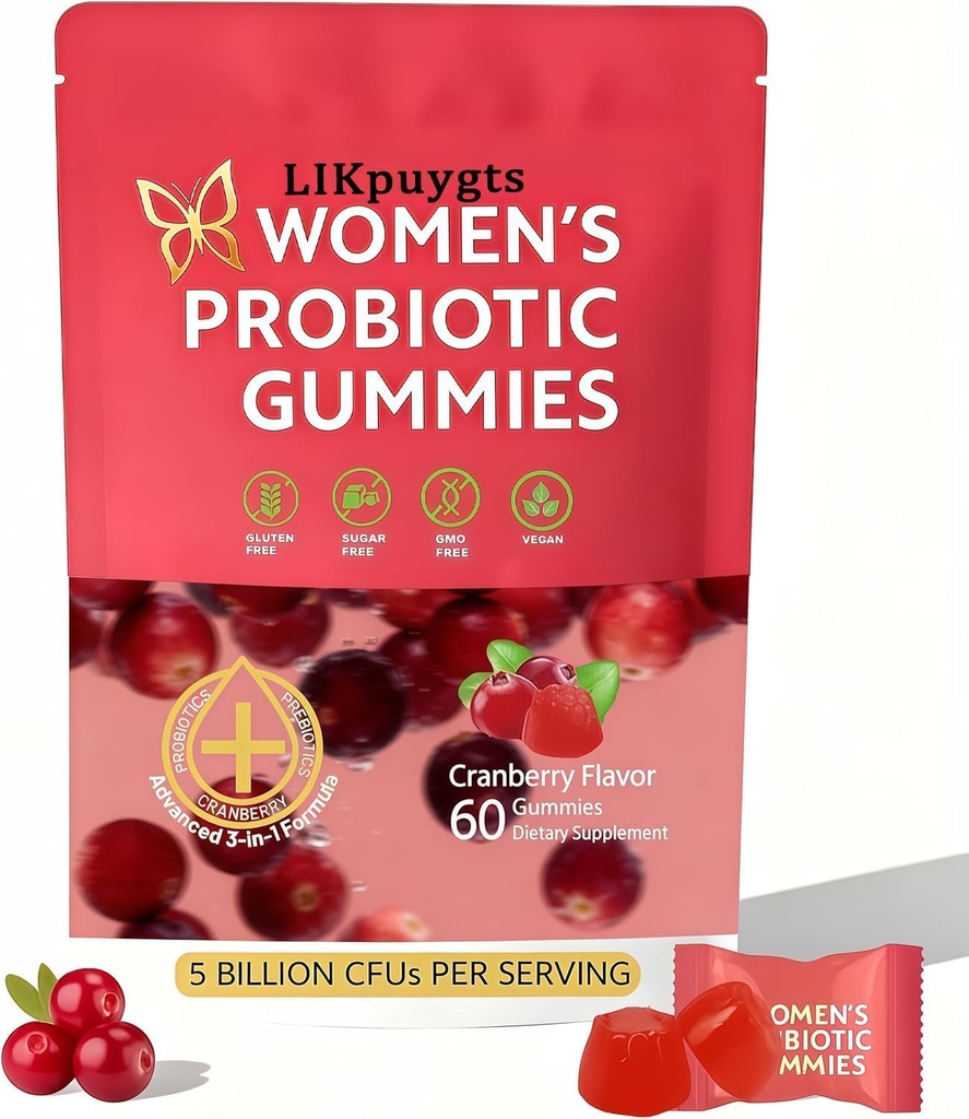 Prebiotic Nutritional Supplements Probiotic Gummies for Women-Women Exclusive pH Balanced probiotics-Controlling Off Flavors -Enriched with 5 Billion CFUs of Active Bacteria（60）