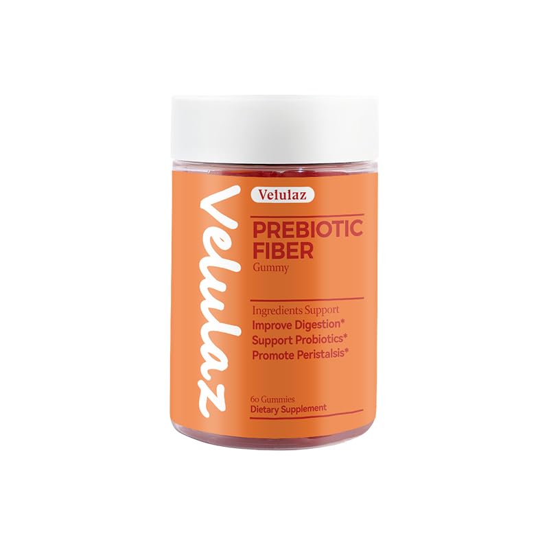 60-Count Prebiotic Fiber Supplement Gummies: Formulated with Chicory Root Inulin for Digestive Support, Gut Health, and Stomach Comfort. Allergen-Free, Cocoa-Free Chews.