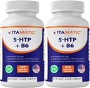 Vitamatic 5-HTP 200mg with B6 5mg Per Serving - 240 Vegetarian Capsules (5-Hydroxytryptophan) - (Griffonia Simplicifolia Seed Extract)- 2 Pack