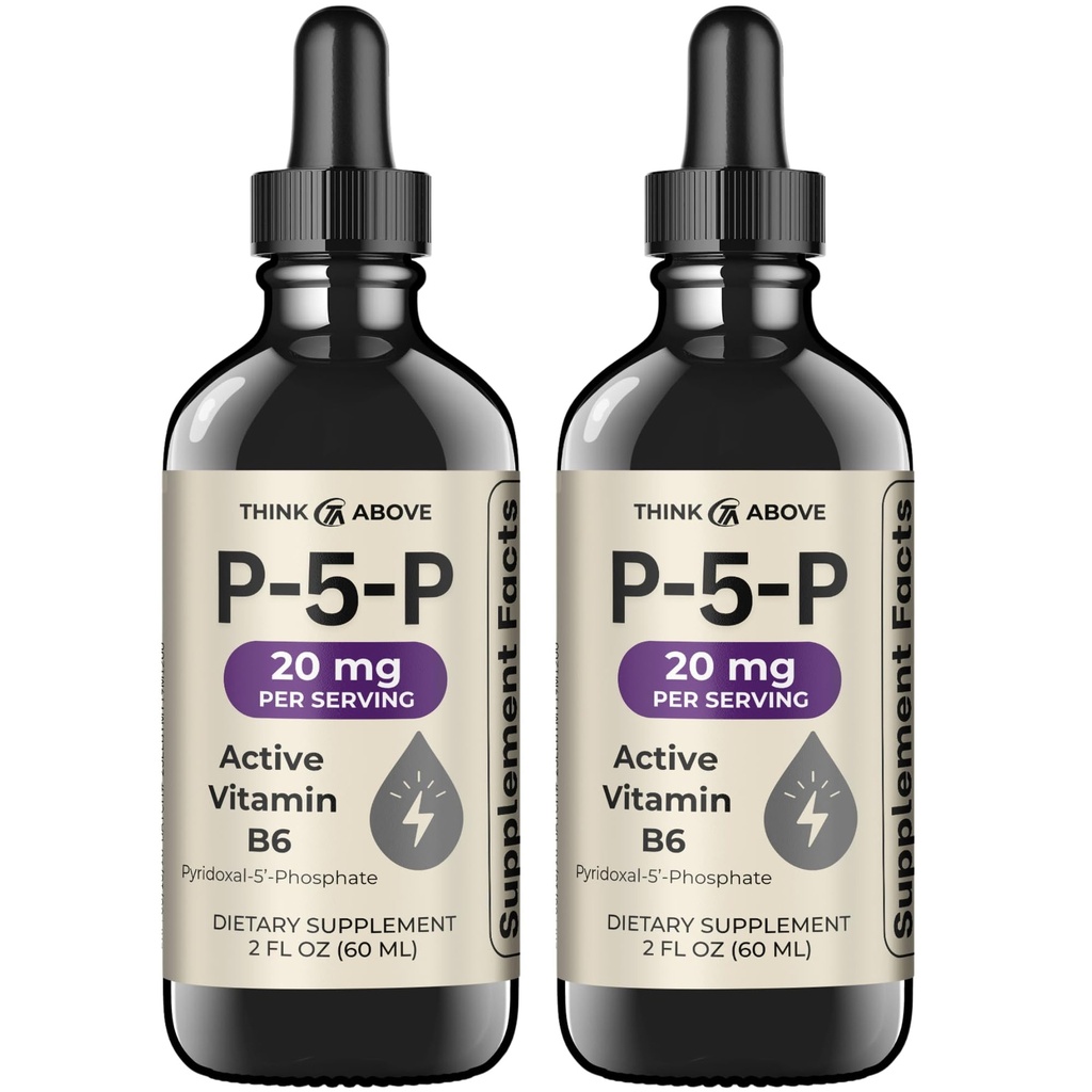 Think Above P5P Liquid Drops – Activated Vitamin B6 (Pyridoxal-5-Phosphate) – Fast Absorption Formula – 2 oz (60 mL) Pack of 2