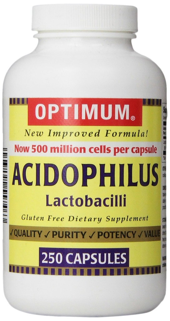 Optimum Acidophilus Lactobacilli Capsules, 250 Count